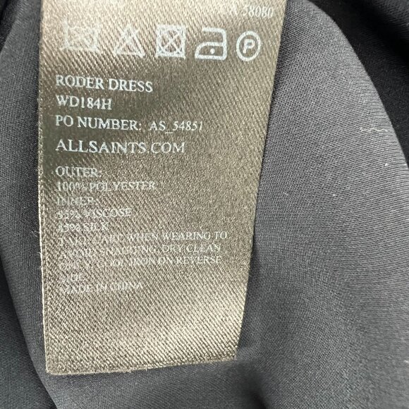 AllSaints 10 Black Roder Shift Dress Japanese Cloth Silk Viscose Minimalist - Picture 7 of 13